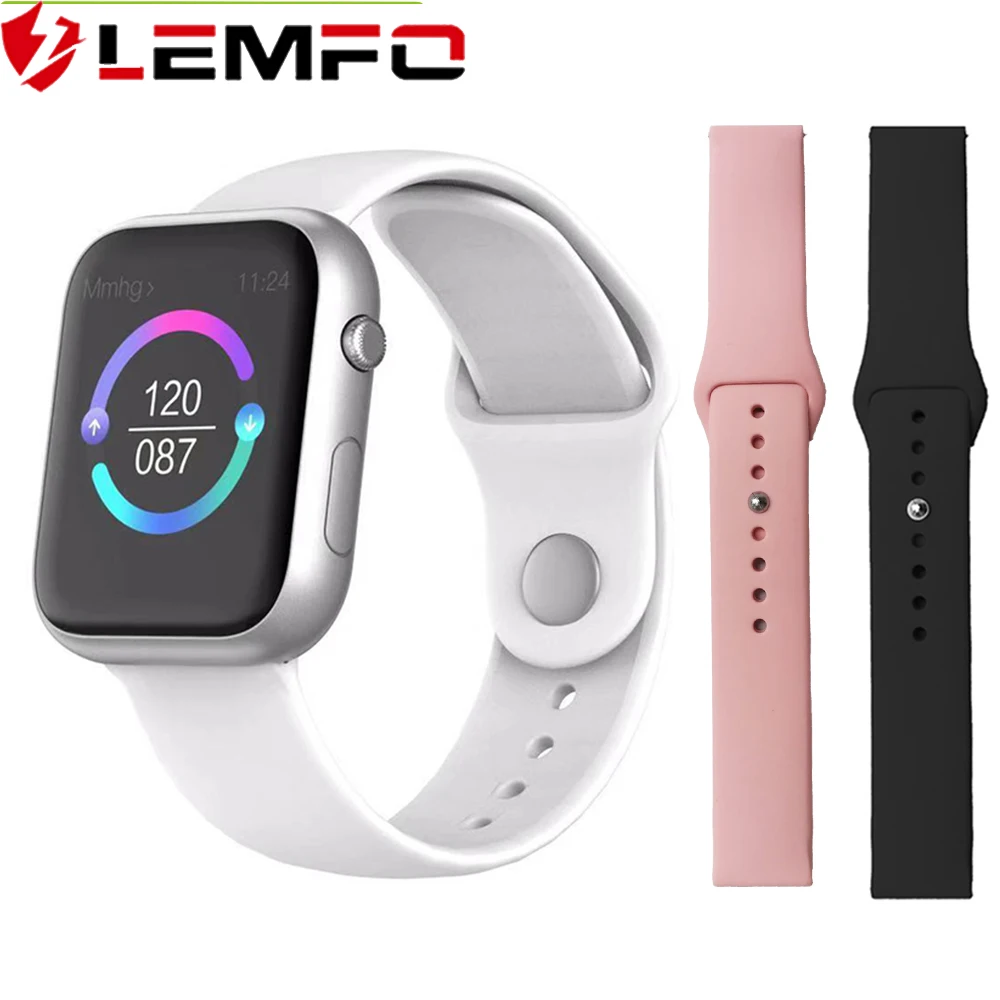 LEMFO,, умные часы, пульсометр, монитор артериального давления, умные часы для женщин, умные часы для мужчин 4, для Apple, IOS, Android - Цвет: sliver black pink