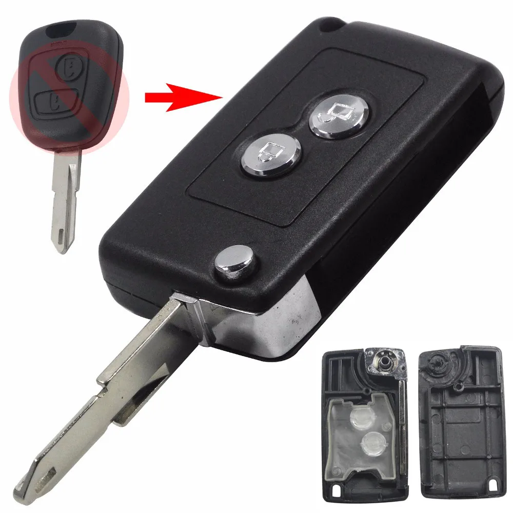 

jingyuqin 10p Modified 2 Buttons Folding Key Remote Case For Citroen C2 Xsara Picasso For Peugeot 206 207 306 406 Car Flip Key