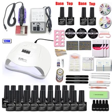 Набор для ногтей 120 Вт/54 Вт УФ светодиодный светильник Набор для ногтей сушилка с 10/20 цветным гелем для ногтей Набор для дизайна ногтей Электрический набор для ногтей