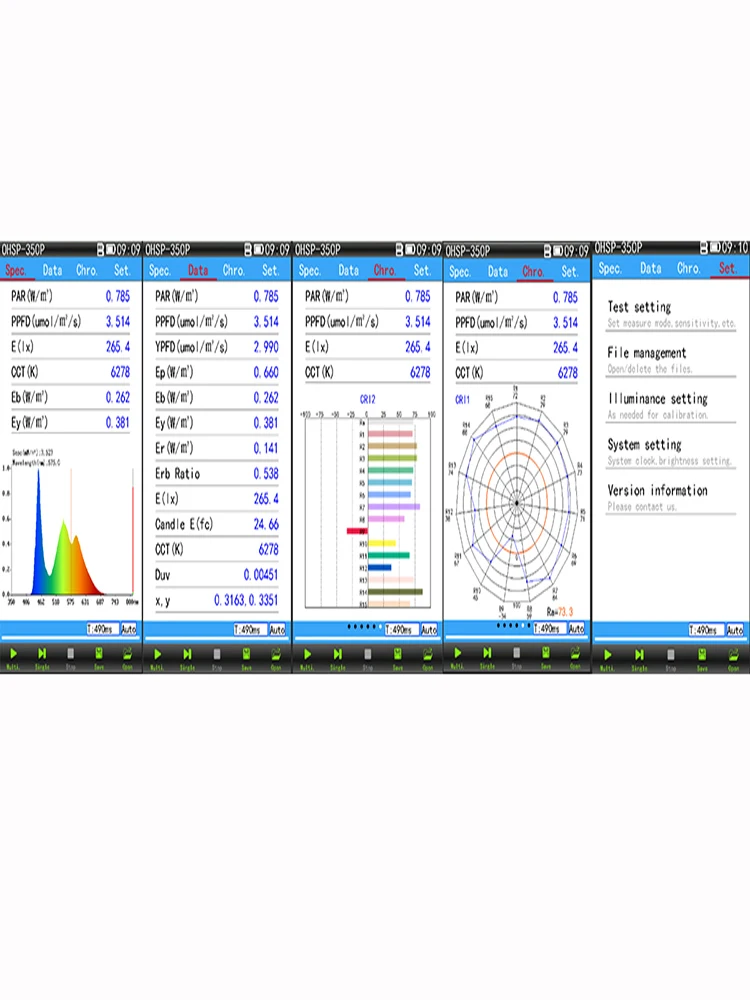 파 PPFD 분광계, CCT CRI 테스터, OHSP350P, 350-800nm