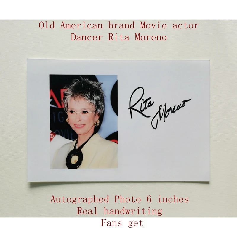 

Old American brand Movie actor Dancer Rita Moreno Autographed Photo 6 inches Real handwriting Fans get