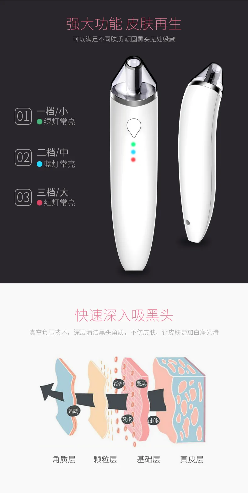 Manufacturers Direct Selling Hot Selling Electric Blackhead Removal Device Cleaning Pores Face Lift Facial Beauty Instrument Dee
