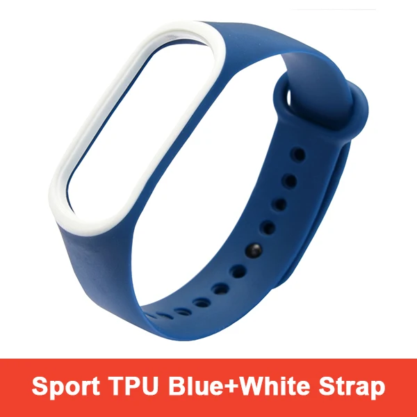 Mi Band 4/3 спортивный ремешок для TPU mi Band 4/3 наручные Новейший цветной экран 12 цветов на выбор для Xiaomi mi группа 4 и mi Band 3 - Цвет: TPU Blue Black