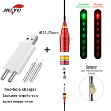 JiuYu Smart Fishing Float Bite Alarm Fish Bait LED Light Color Change Automatic Night Electronic Changing Buoy  Accessory set