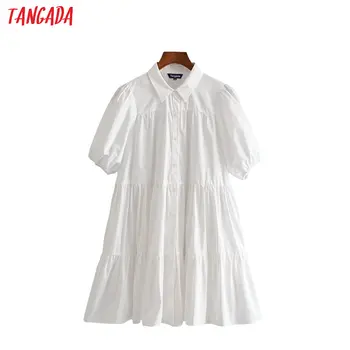 

Tangada fashion women white peter pan collar mini dress for summer puff short sleeve ladies vintage white dress vestidos 3H415