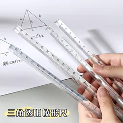 Règle triangulaire transparente à trois bords en cristal, pour étudiants, impression, dessin du vent, mesure, échelle stéréo pour bureau 