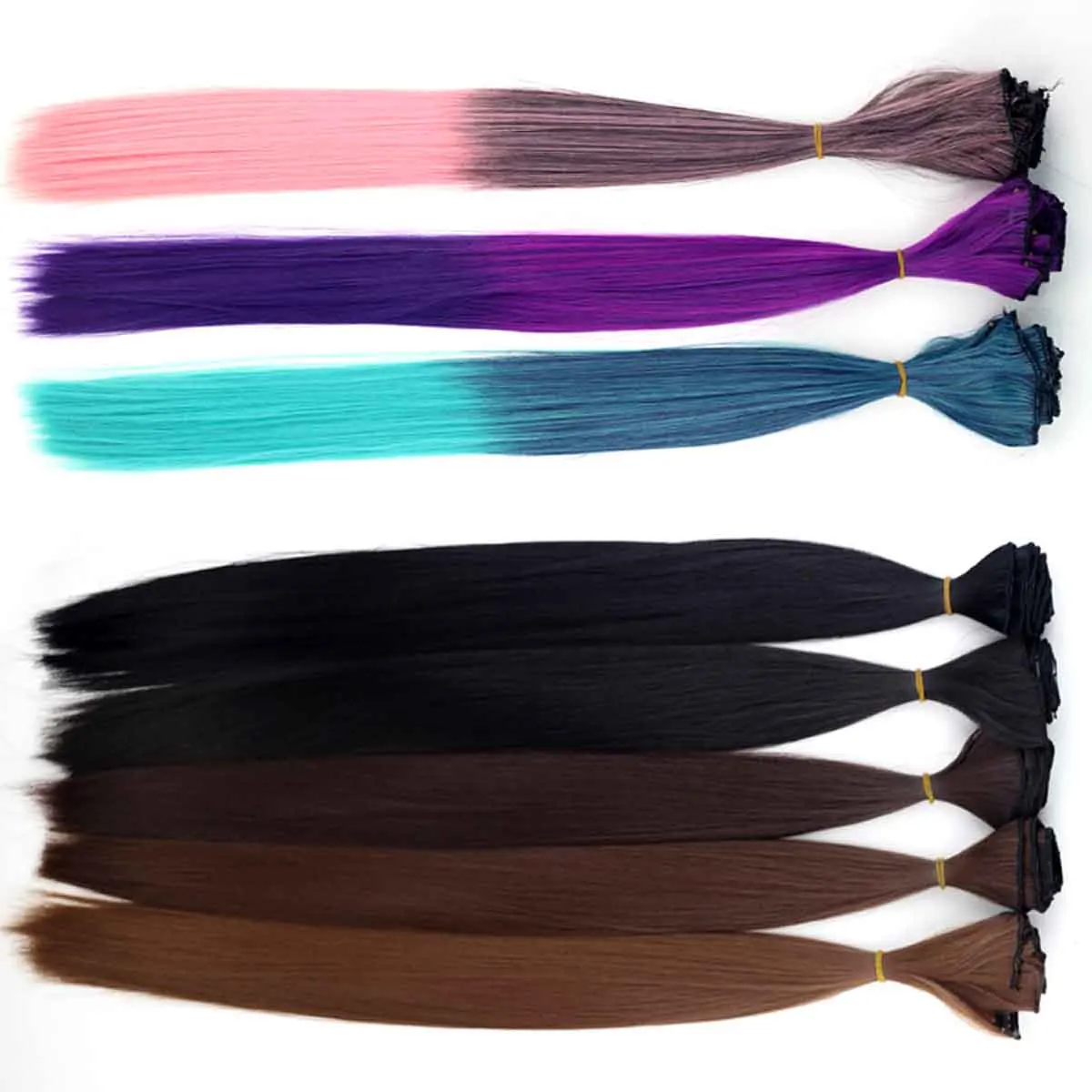 Miss U Hair 24" 130g-135g Women Long Straight Synthetic Clip in on Hair Extensions Pieces 7pcs/set Heat Resistent Fiber