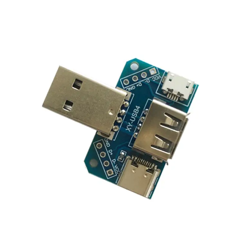 

USB Head Switchboard Male Interface Connector to Type-c Micro Female Transfer Test Board USB Adapter Converter Plate 2.54mm XY-U