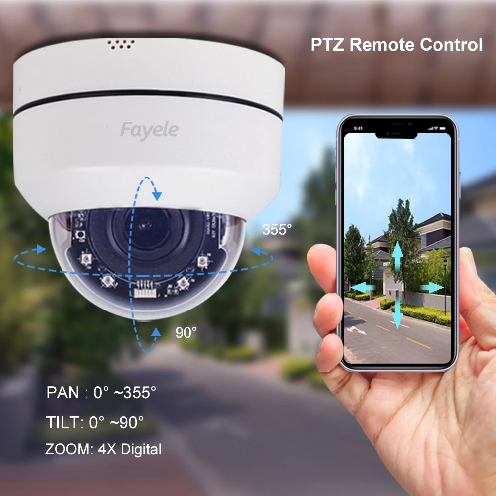Инфракрасная купольная Беспроводная PTZ камера наблюдения гуманоидная Wi Fi 1080P IP 4
