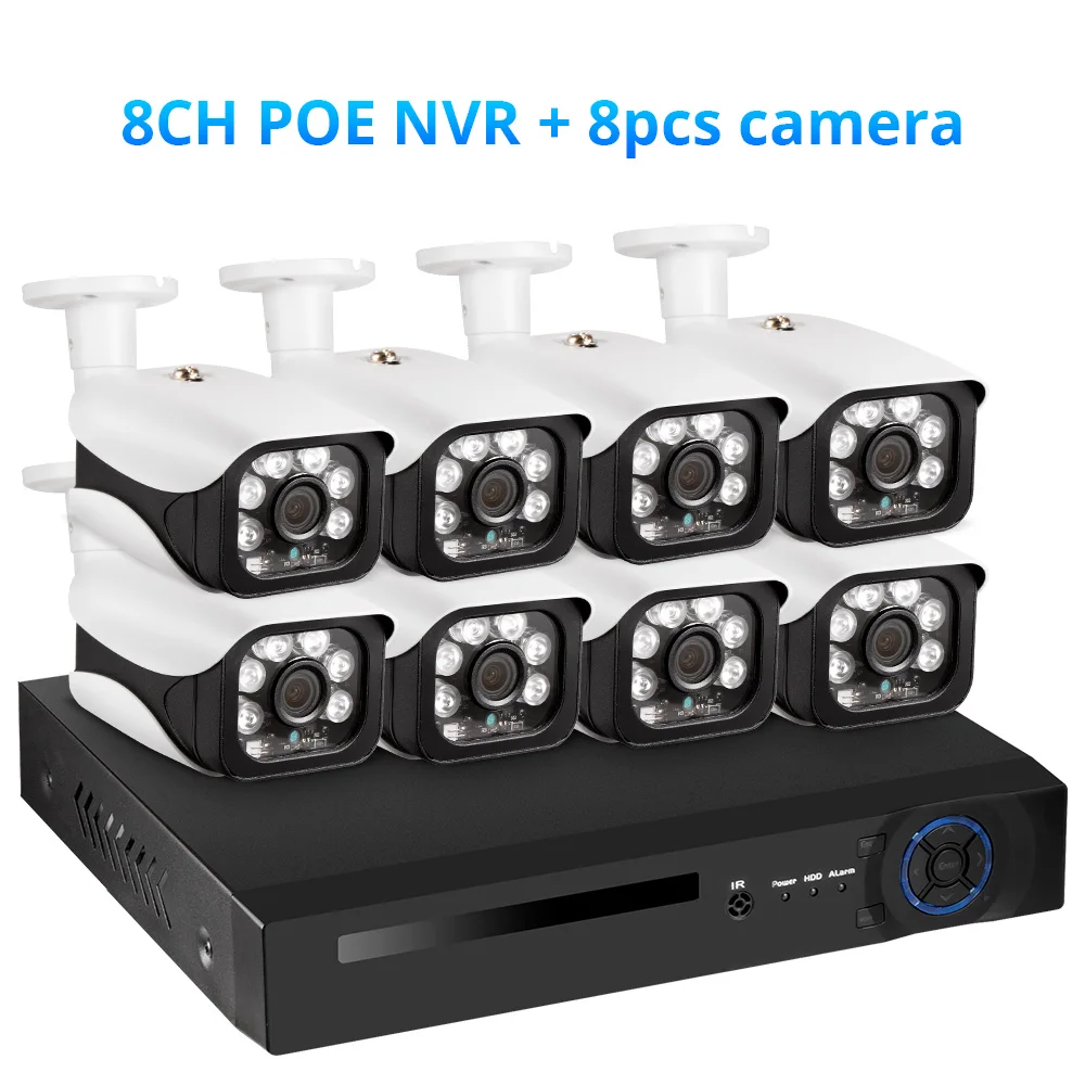 Fuers H.265 8CH POE NVR комплект 5MP наружная камера CCTV камера система домашней безопасности комплект видеонаблюдения приложение просмотр лица запись - Цвет: 8CH NVR 8 Cameras