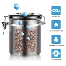 1.5L кофейная канистра с совок герметичный контейнер для кофе из нержавеющей стали комплект емкостей для хранения бобы и чай кофе