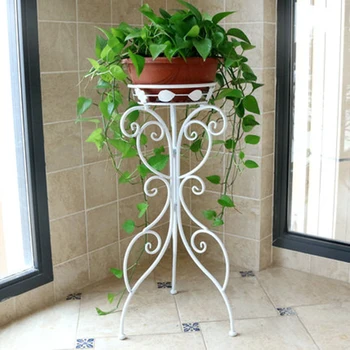 

Hot 70cm European Style Plant Stand Single Layer Iron Flower Pot Holder Home Garden Indoor Display Plant Stand Shelf - White S