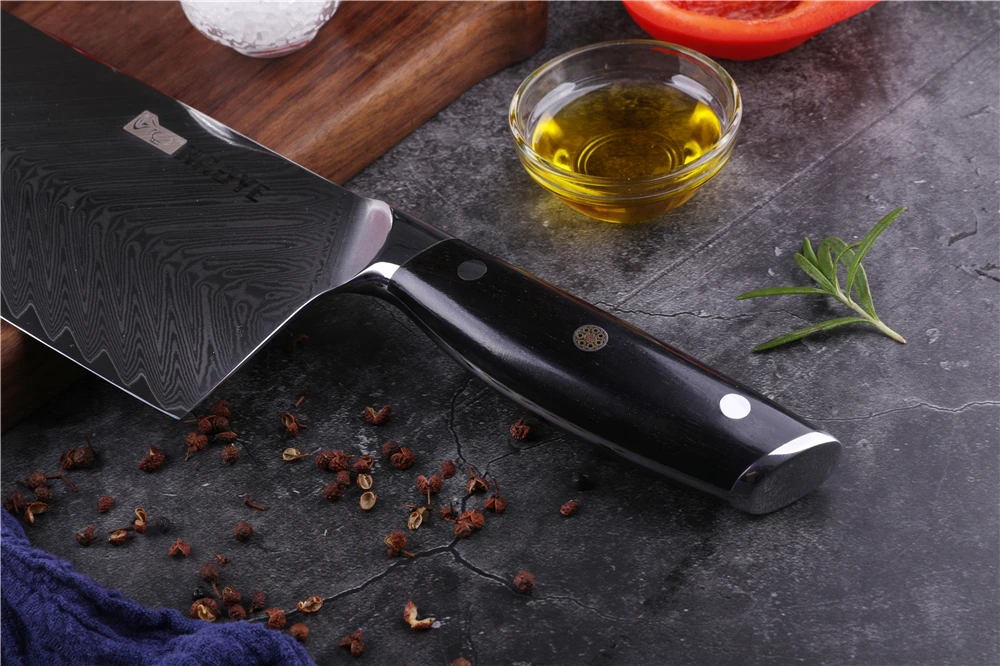 7 дюймов дамасский Кливер китайский кухонный нож шеф-повара японский vg10 стальной профессиональный нож для резки овощей черное дерево палисандр