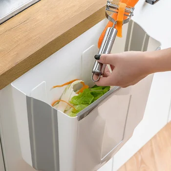 

Kitchen Supplies Home Cabinet Door Hanging Large Storage Bucket Collapsible Telescopic Trash Car
