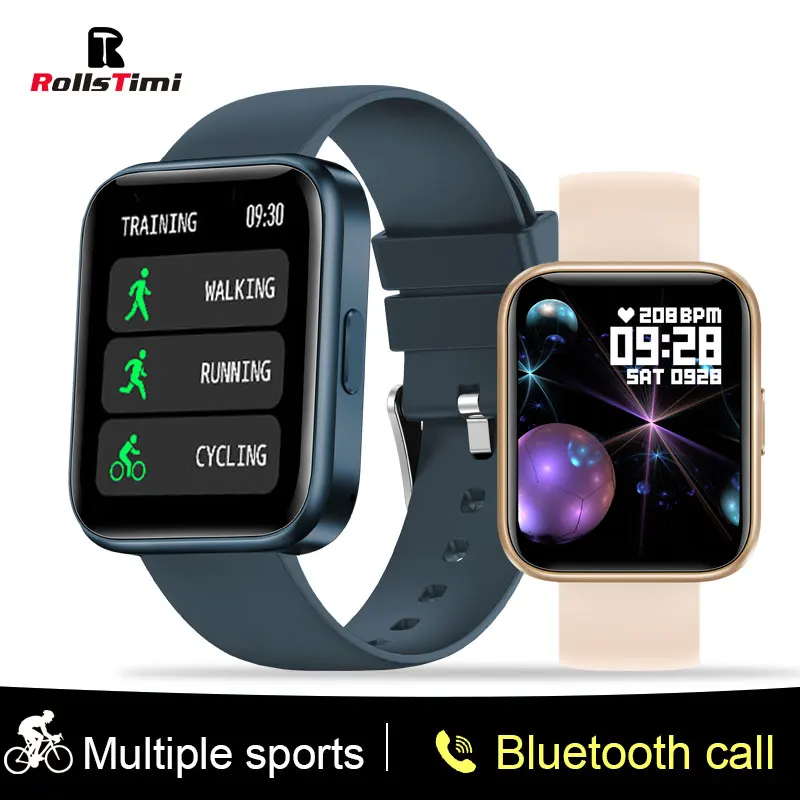 Rollstimi 2021 Bluetooth Call Smartwatch Men 1.69inch Full Touch Screen Music Playback Women Sports Fitness Tracker wristband