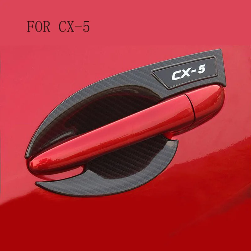 FIR FOR Mazda CX5 CX-5 2017 2018 Accessories ABS carbon fibre Door Handle  Covers Trim For CX5 CX-5 2017 2018 Car Styling