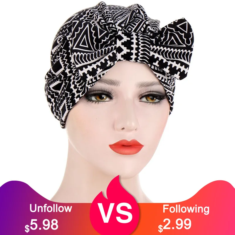 

Muslim Bonnet Big Bowknot Stretch Hijab Turban Hats Scarf Headwear Cap Head Wrap Beanies Bows Hair Accessories New Free Shipping