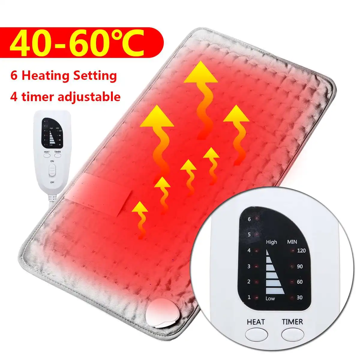 

Electric Heating Blanket 6 Modles Setting Electric Thermal Therapy Heated Pad Neck Back Pain Body Relief for Sleeping Bed Gift