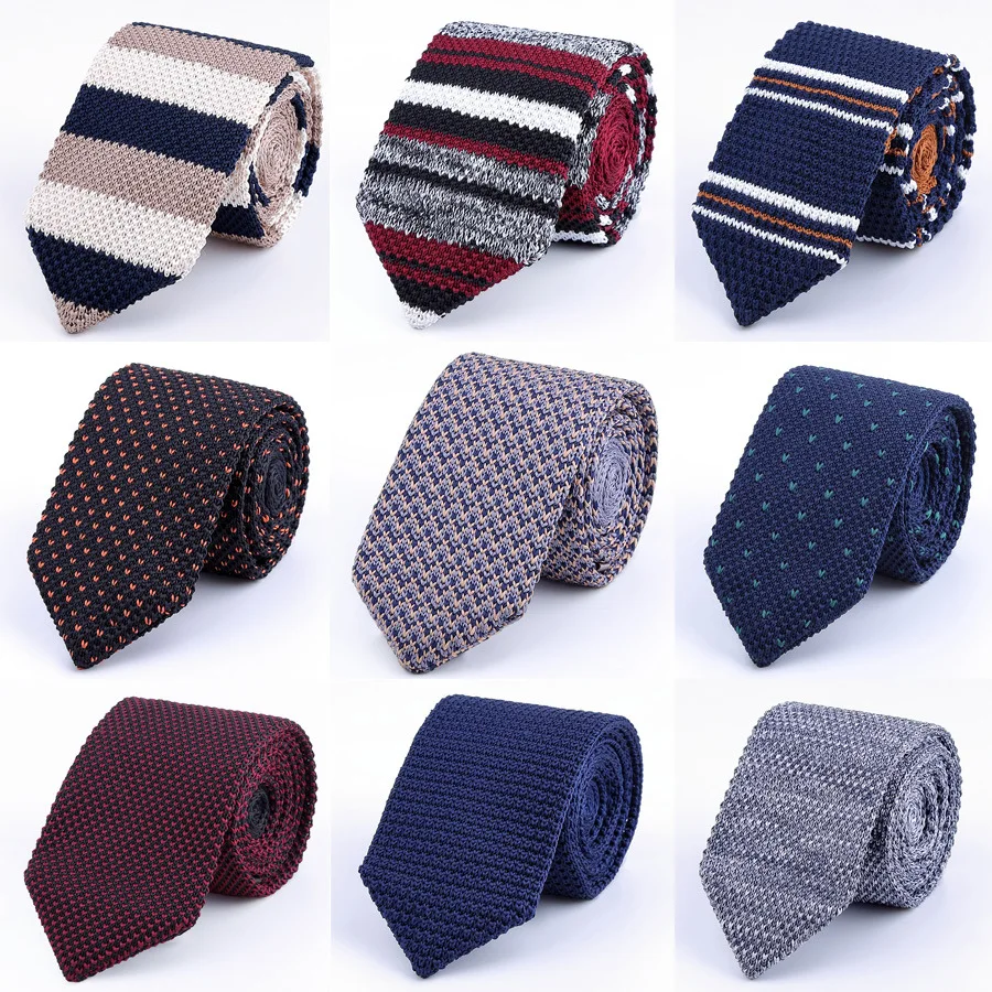 

Sitonjwly Fashion Knitted Slim Tie Striped Leisure Knitting Neck Tie for Men Business Wedding Narrow Necktie Gravatas Corbatas