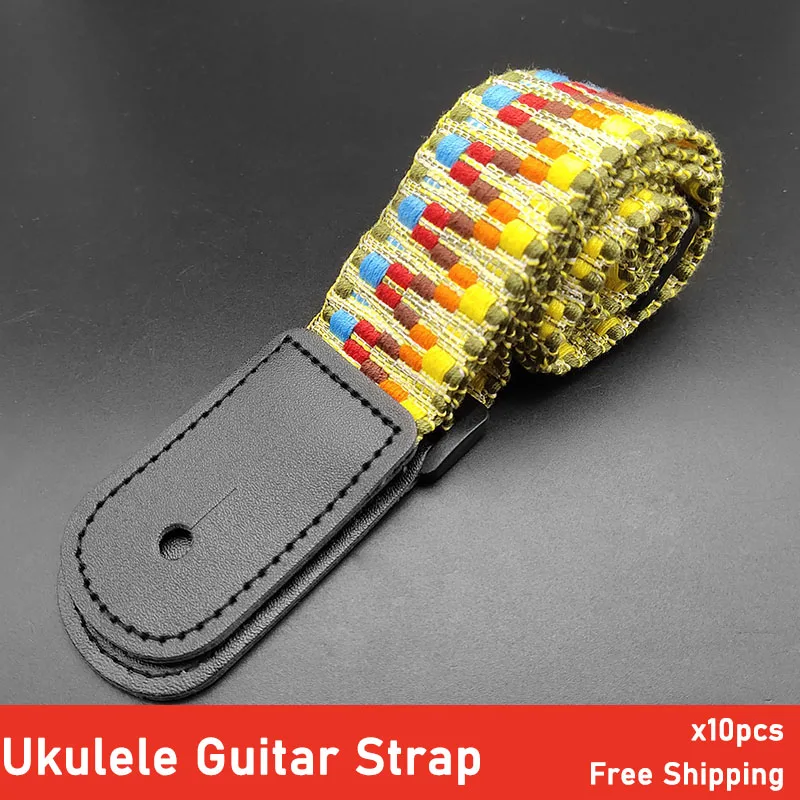 10pcs Ukulele 4String Mini Guitar Strap Colorful Rainbow Adjustable Guitarra Straps Belt with PU Leather Ends Accessoris | Спорт и