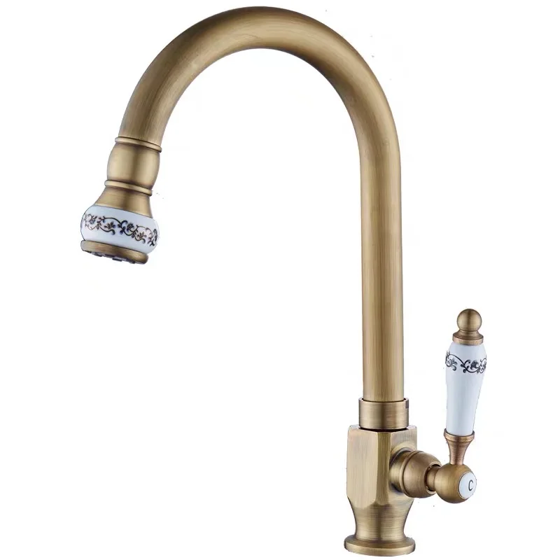 

Vintage copper/brass Ceramics kitchen faucets/tap single cold water brushed sink/basin faucets deck mounted