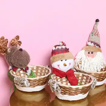 

Christmas Decoration Cute Cloth Storage Baskets Santa Elk Snowman Doll Shape Fruit Snacks Storage Basket Home Desktop Ornement