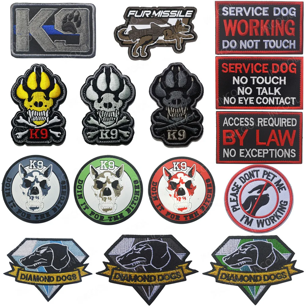 A&E Dog 3D PVC Patch Service Dog Combat K9  Tactical Military Morale Rubber 