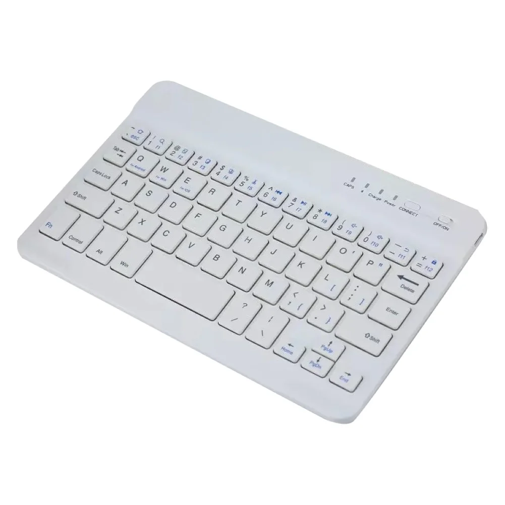 7/10 дюймов Мини Тонкий Беспроводной Bluetooth клавиатура для телефона планшета ноутбука Поддержка IOS и Android Системы телефона, Универсальные наушники - Цвет: White 10Inch