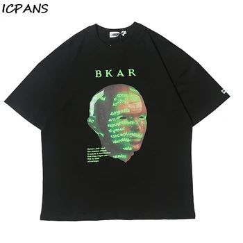 

ICPANS Digital avatar letters Print Tshirts Summer Men Casual Streetwear Tops Tees Hip Hop Male Cotton T Shirts