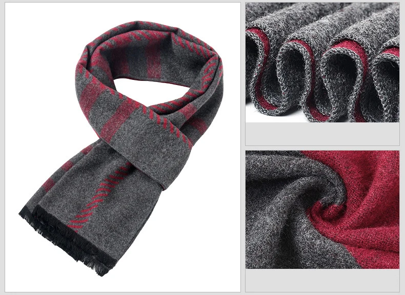 Autumn Model Feeling Scarves Men Vintage Tartan Scarf Men's Winter Warm Wool Neckerchief Luxury Cashmere Shawl Wrap New