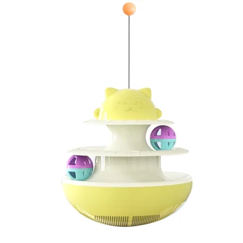 

Cat Toy Cat Tumbler 2 Level Tracks Ball Toy Pet Kitten Play Toy For Fun And Entertainment Blue Yellow Pink Brand New