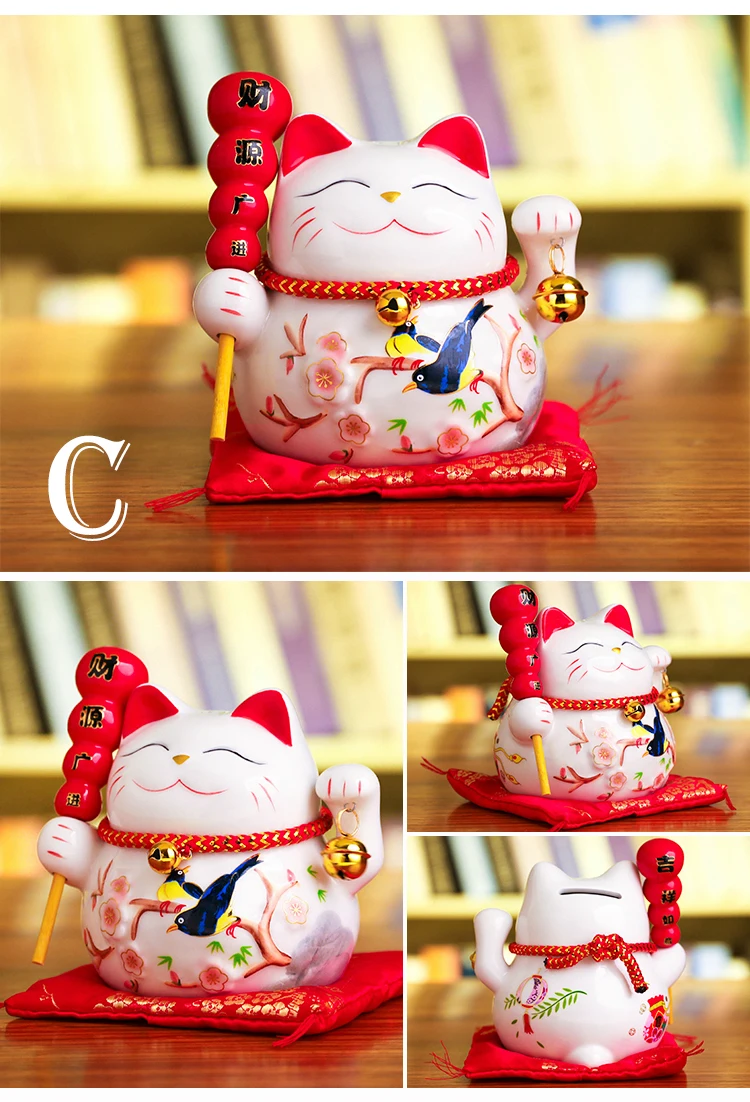 5 дюймов Maneki Neko Lucky украшения "кошки" Керамическая Фортуна статуя кота подарок для украшения дома фэн-шуй манящая копилка