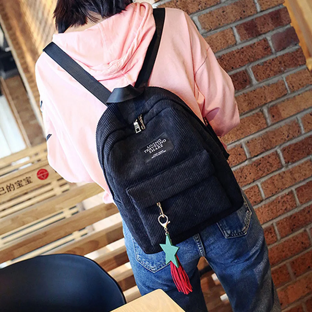 Мини школьный рюкзак ортопедический молодежный рюкзак женский черный вельветовый школьный рюкзак для подростков рюкзаки sac a dos femme# G3