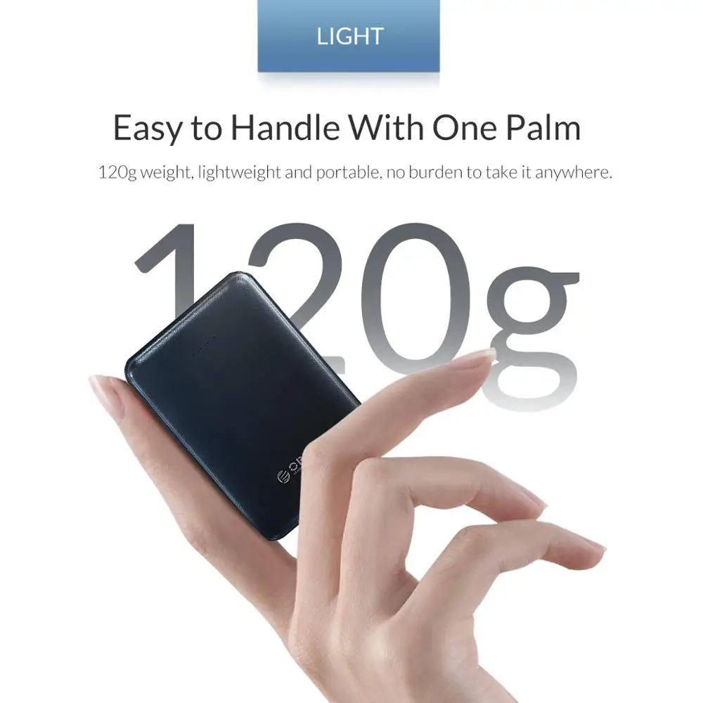  ORICO 5000mAh Power Bank Dual USB Tragbare Dünne Dünne Poverbank Tragbare Externe Batterie Für ipho