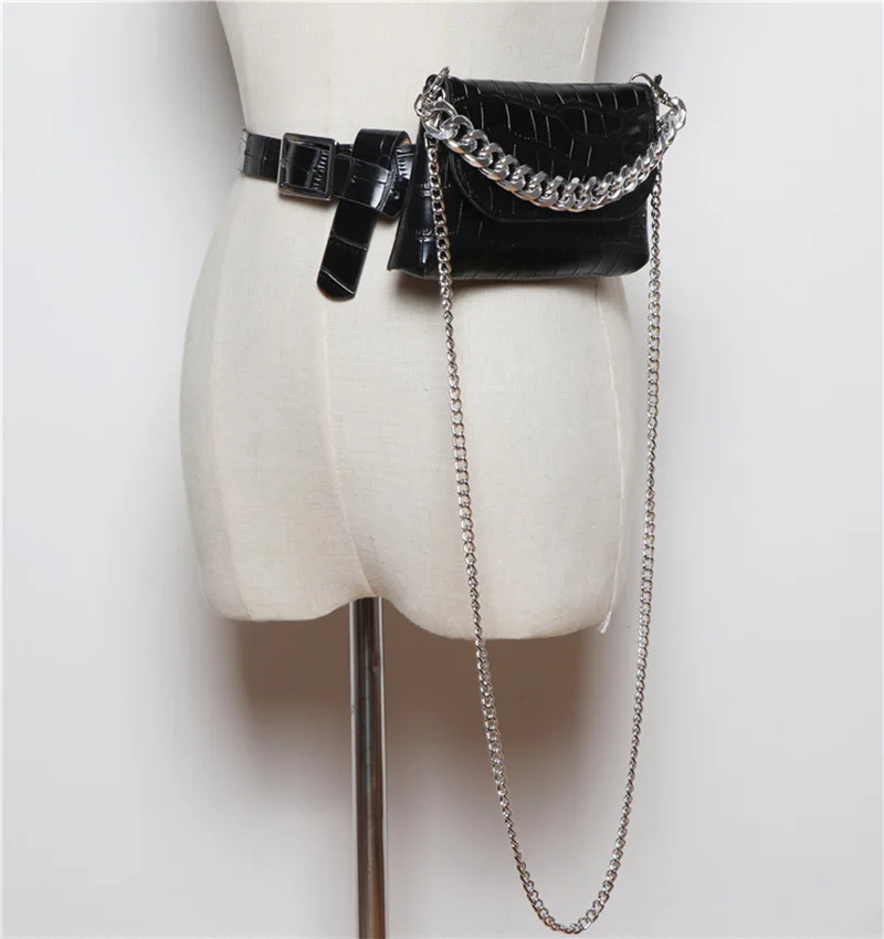 Модная женская поясная сумка из искусственной кожи, поясная сумка, Высококачественная поясная сумка с цепочкой, многофункциональная сумка через плечо