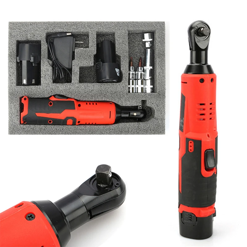 

90 Degree Angle Electric Charging Ratchet Wrench Lithium Battery Tool 12V 3/8''