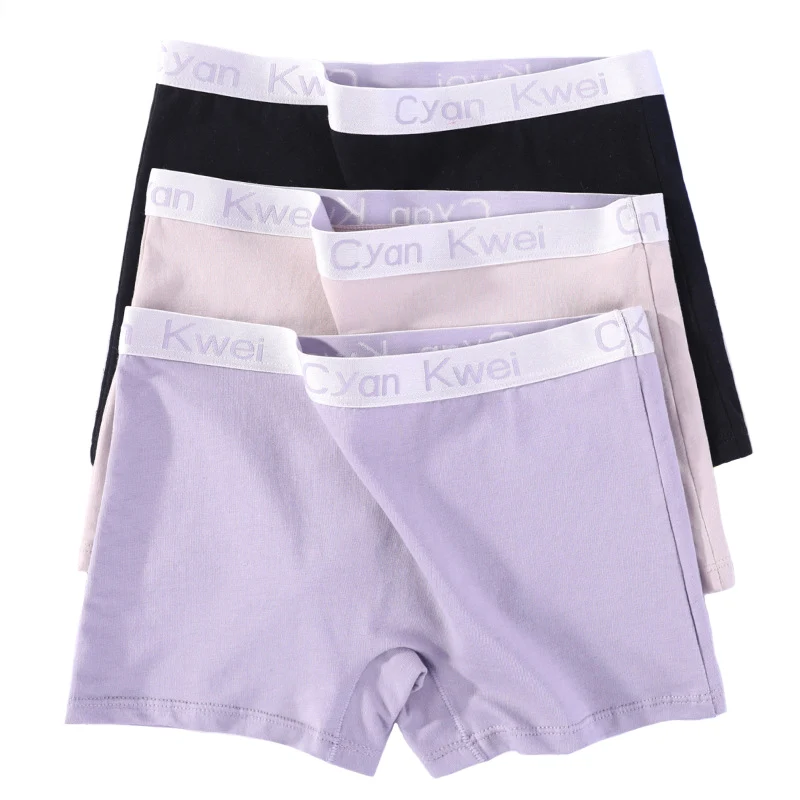 2 Pieces/Pack Pure Cotton Women Boyshorts Panties Boxer Female