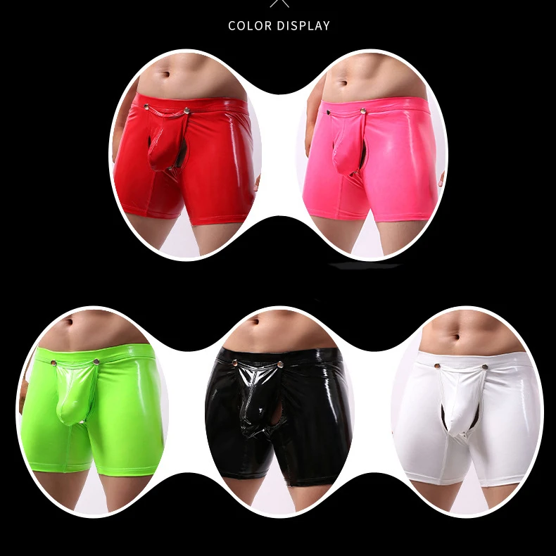 DPois Legging Moulant En Cuir Verni Pour Homme Avec Ouverture Dans Le Dos