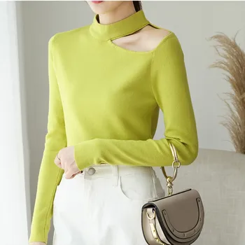 

Sexy Off The Shoulder Sweater Sexy Slim Turtleneck Knitted Pullover Women Fashion Sweaters