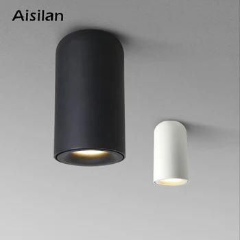 

Aisilan Nordic LED Downlight Surface Mounted Ceiling Lamps AC85-260V White/Black Spot light for Living Room Bedroom Hallway