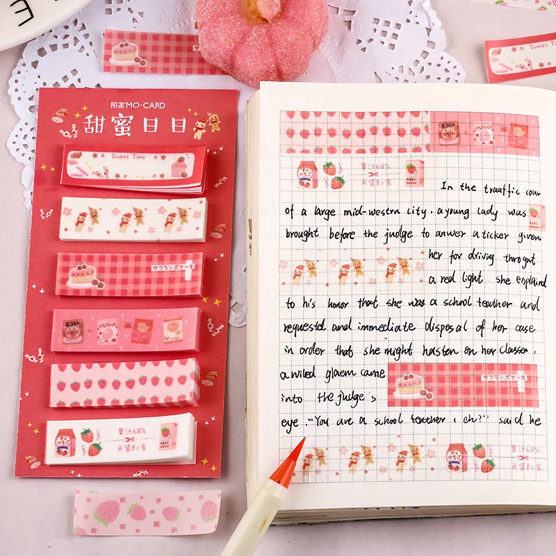 Washi Paper Food Sticky Note Self Adhesive Index Stickers Colorful Food Memo Pads 18pcs/lot