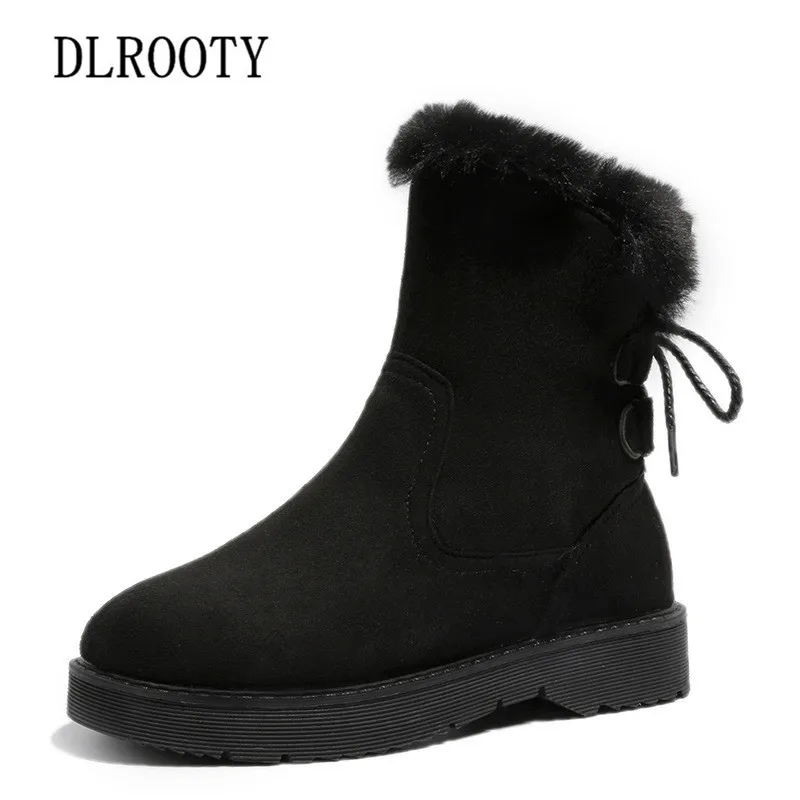 

Women Snow Boots Ankle Winter Warm Short Plush Female Casual Shoes Woman Flat Fashion Platform Round Toe Lace Up