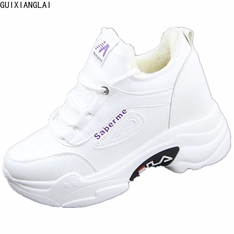 

2020 Thick-soled Torre Women Shoes Winter Joker Plus Velvet Inner Height White Shoes Women Super Fire White Sports boots