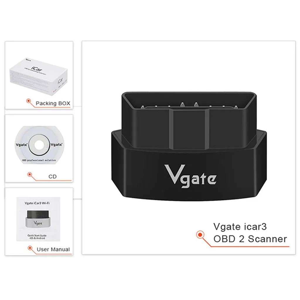 Vgate iCar3 ELM327 WiFi Bluetooth 3,0 OBD2 V2.1 дагностический сканер для Android США автомобильный диагностический инструмент 813