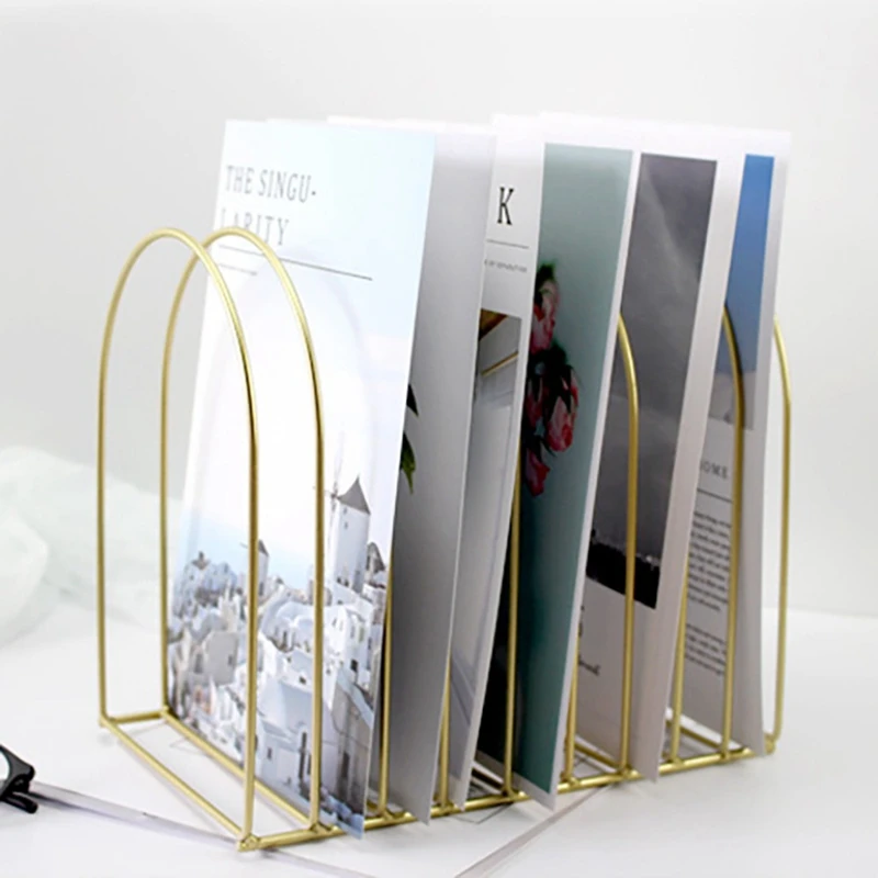 

Creative Simple File Organizer Wrought Iron Book Stand Storage Stationery Student Dome Ornaments