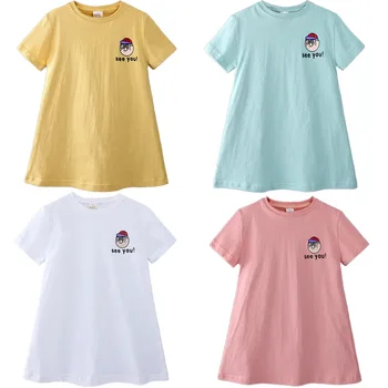 

1-5 Years Summer Girls T-shirt Dress Baby Girl Dress Cartoon Cotton Children Clothing Doll Print Kid Tops Girls Children Dresses