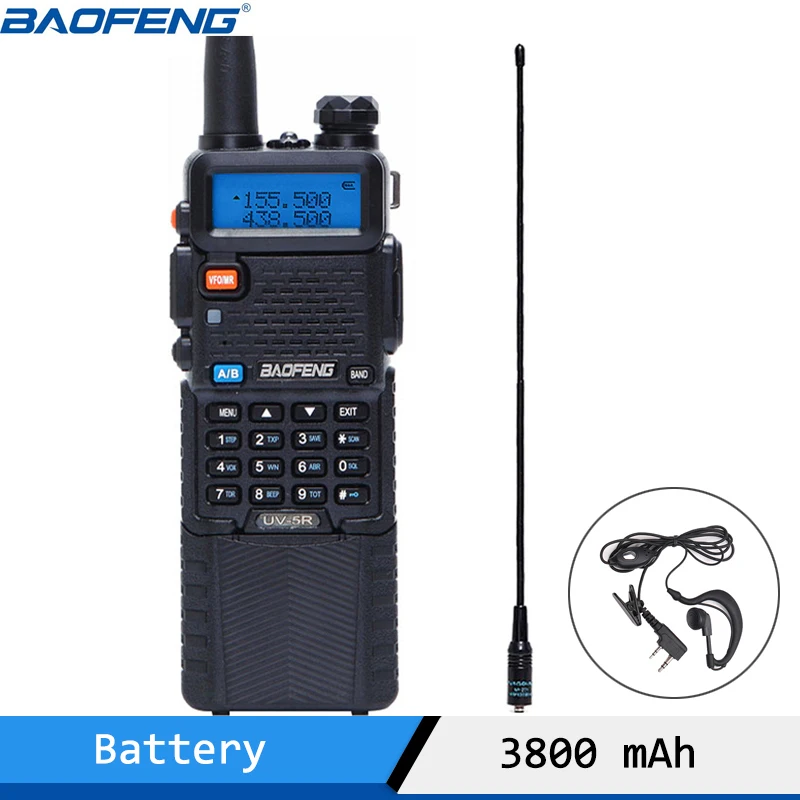 Baofeng-walkie-talkie UV-5R de doble banda, Radio portátil de dos vías de 5W, VHF, UHF, 136-174MHz y 400-520MHz, BF-UV5R Baofeng UV 5R