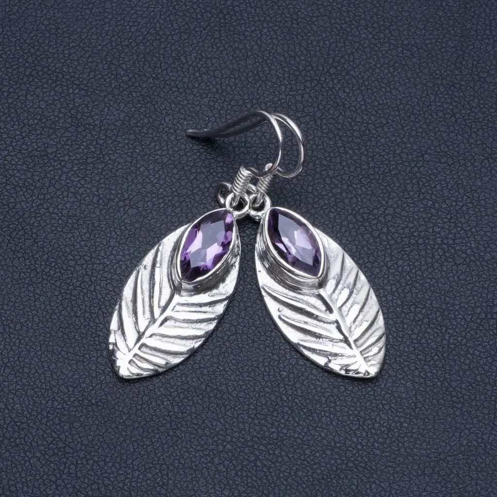 Натуральный Аметист Boho 925 Висячие серьги из серебра 925 пробы 1 1/" R1345