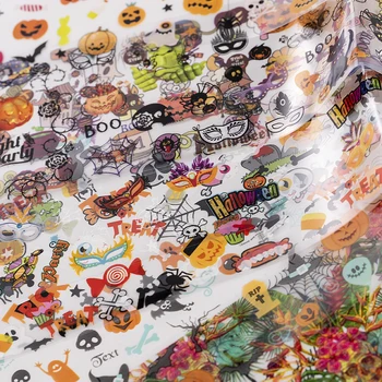 

1 Pc Starry Sky Nail Sticker Halloween Design DIY Pumpkin Ghost Adhesive Manicure Tips Transfer Art Decorations Nail Foil Decal