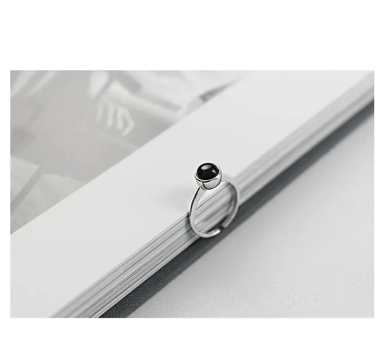 Ботильоны в этническом стиле 925 пробы серебристый, черный Бусины кольца для Для женщин свадебные Винтаж открытые, кольца на палец рождественские подарки
